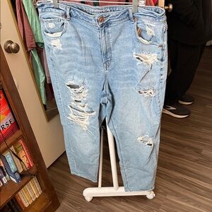 American Eagle Outfitters Light Blue Distressed Straight Leg Jeans